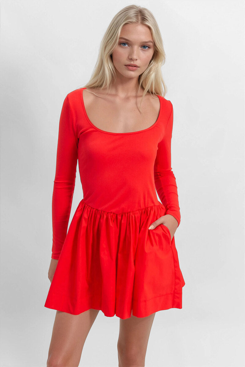 Scoop-Neck Mini Skater Dress