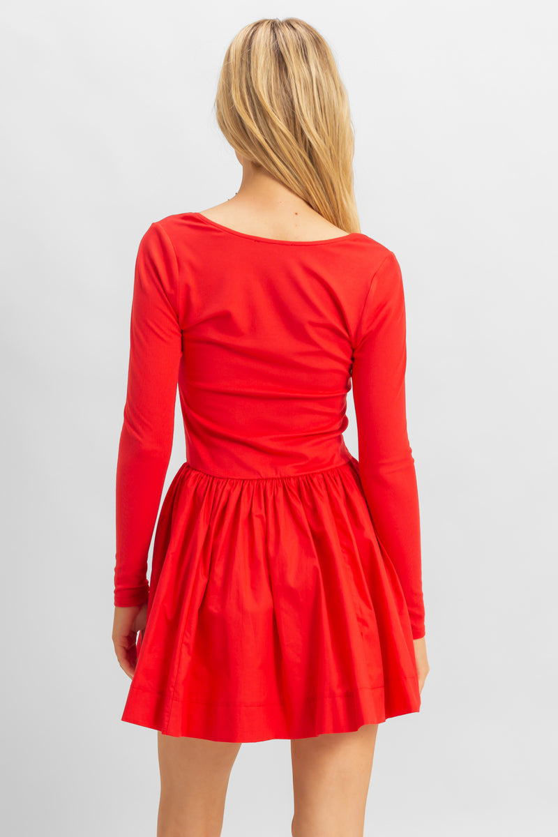Scoop-Neck Mini Skater Dress