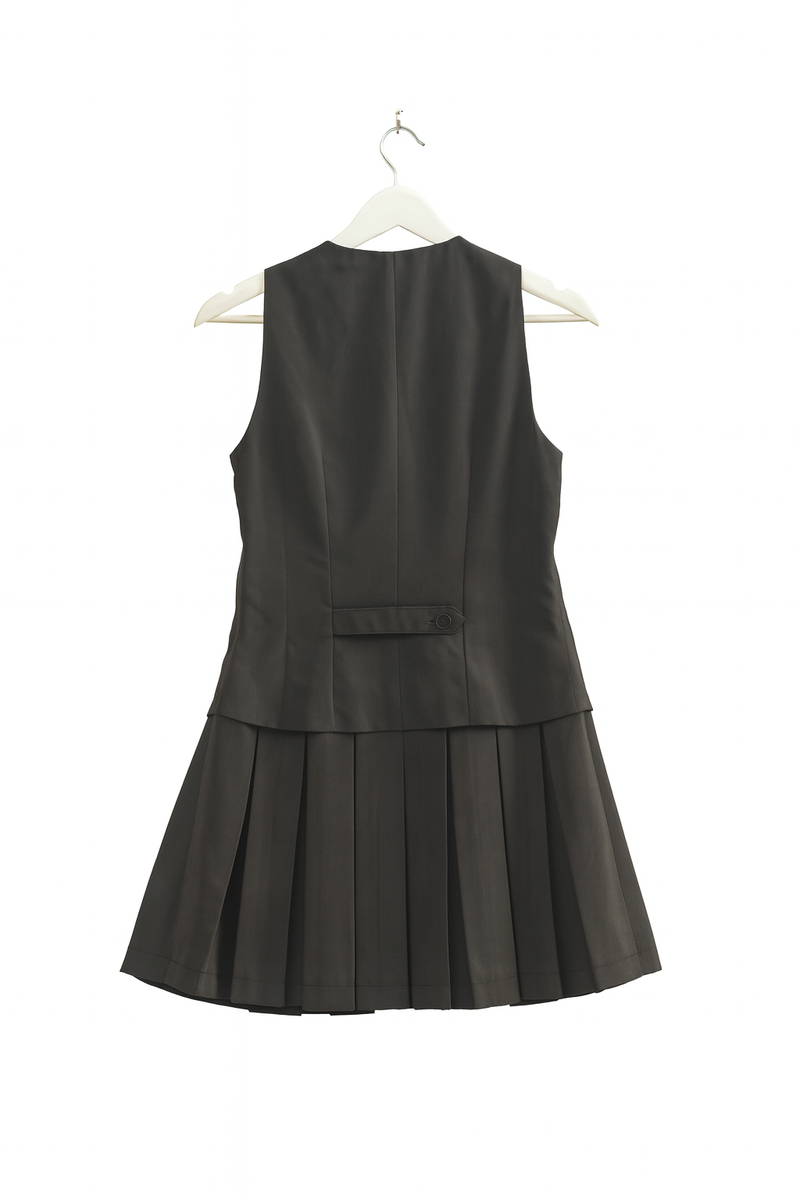 Vested Pleat-Skirt Mini Dress