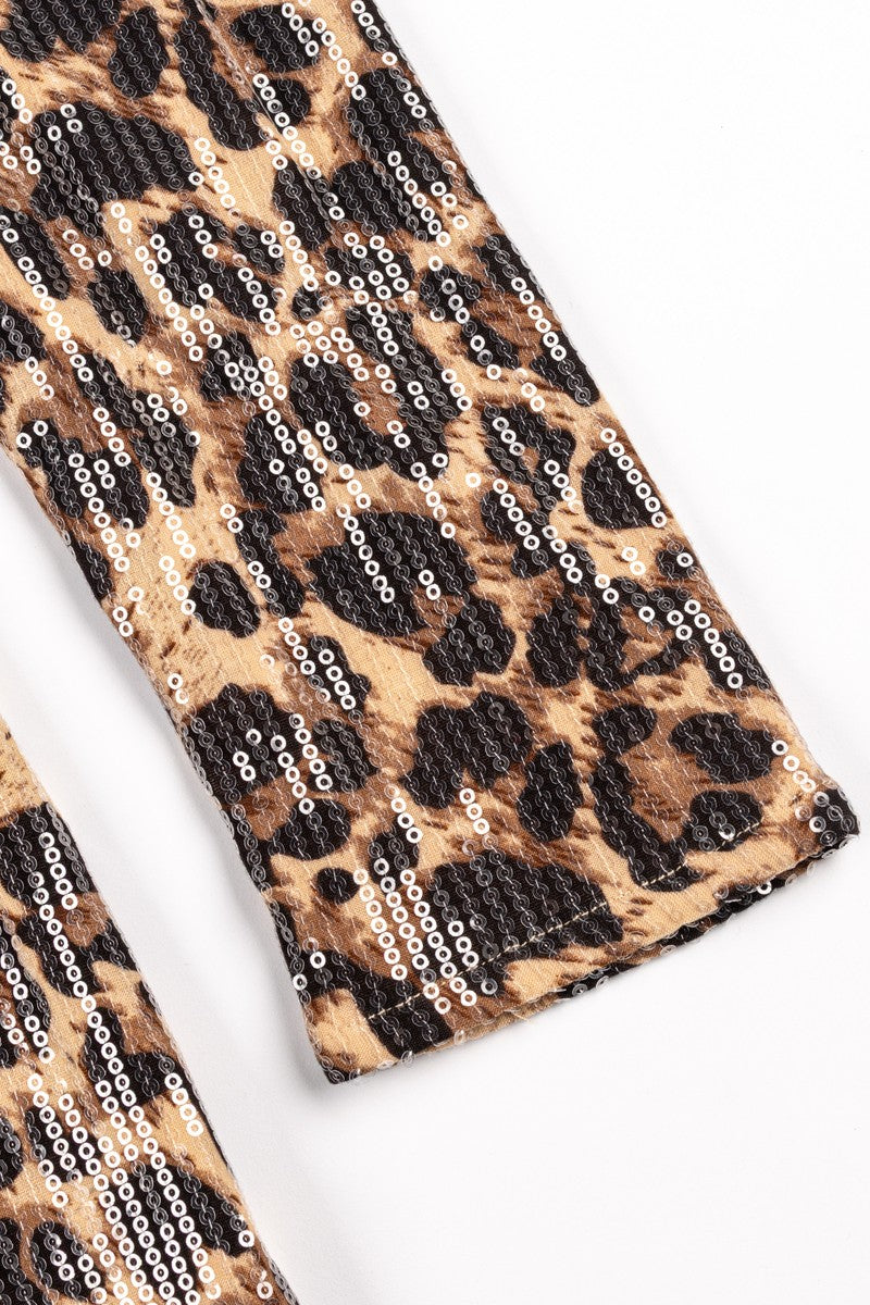 Sequin One-Shoulder Leopard Mini Dress