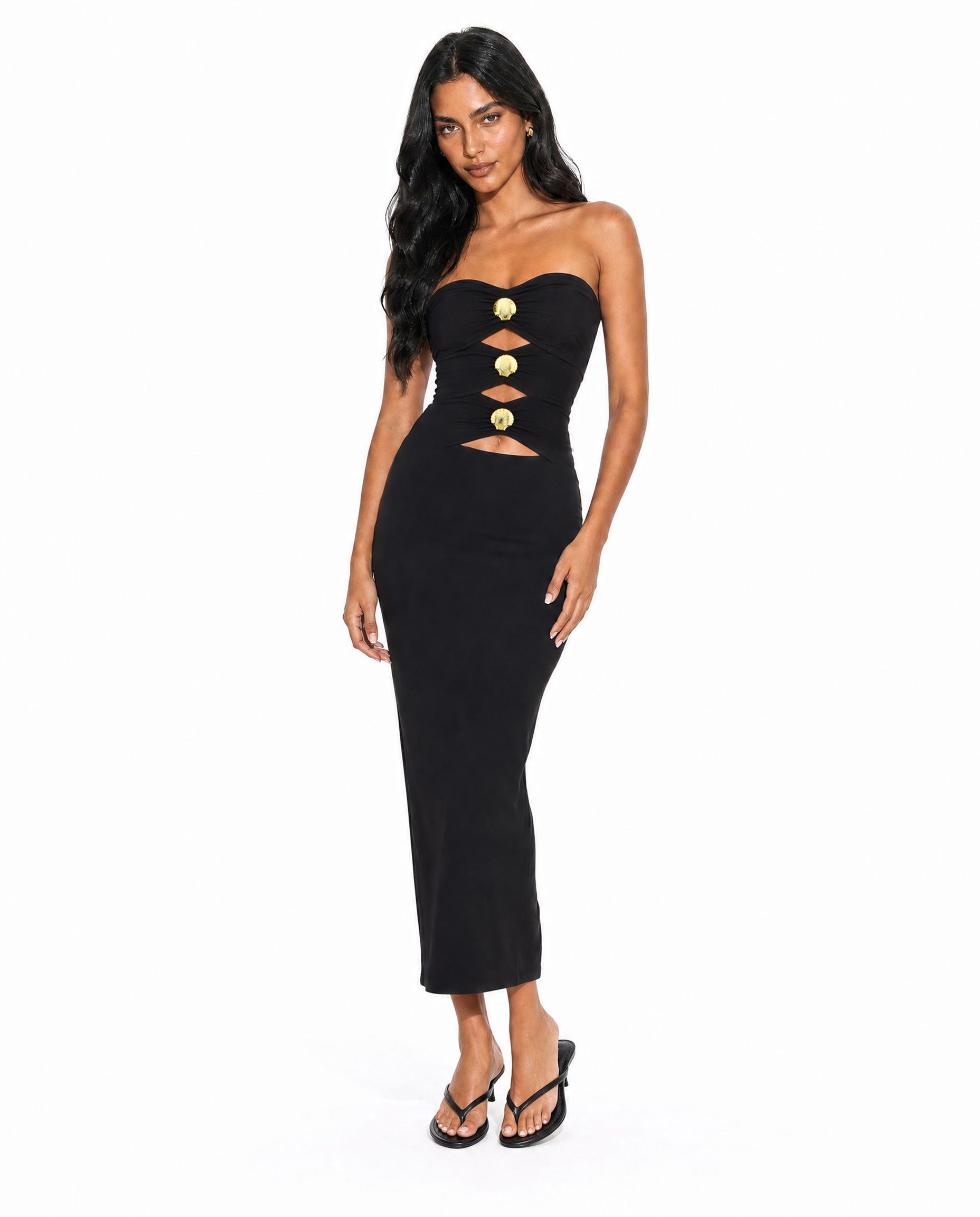 Strapless Cutout Bodycon Maxi Dress