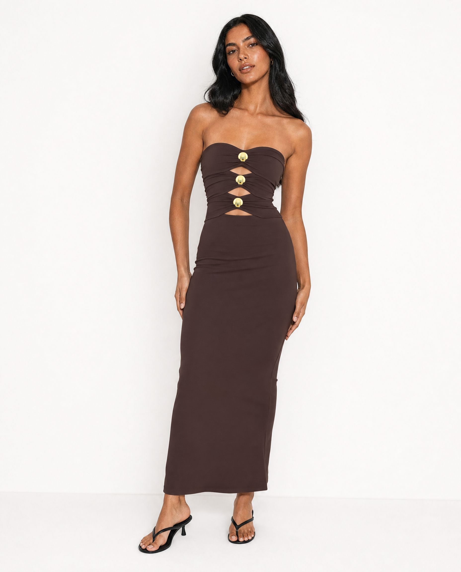 Strapless Cutout Bodycon Maxi Dress
