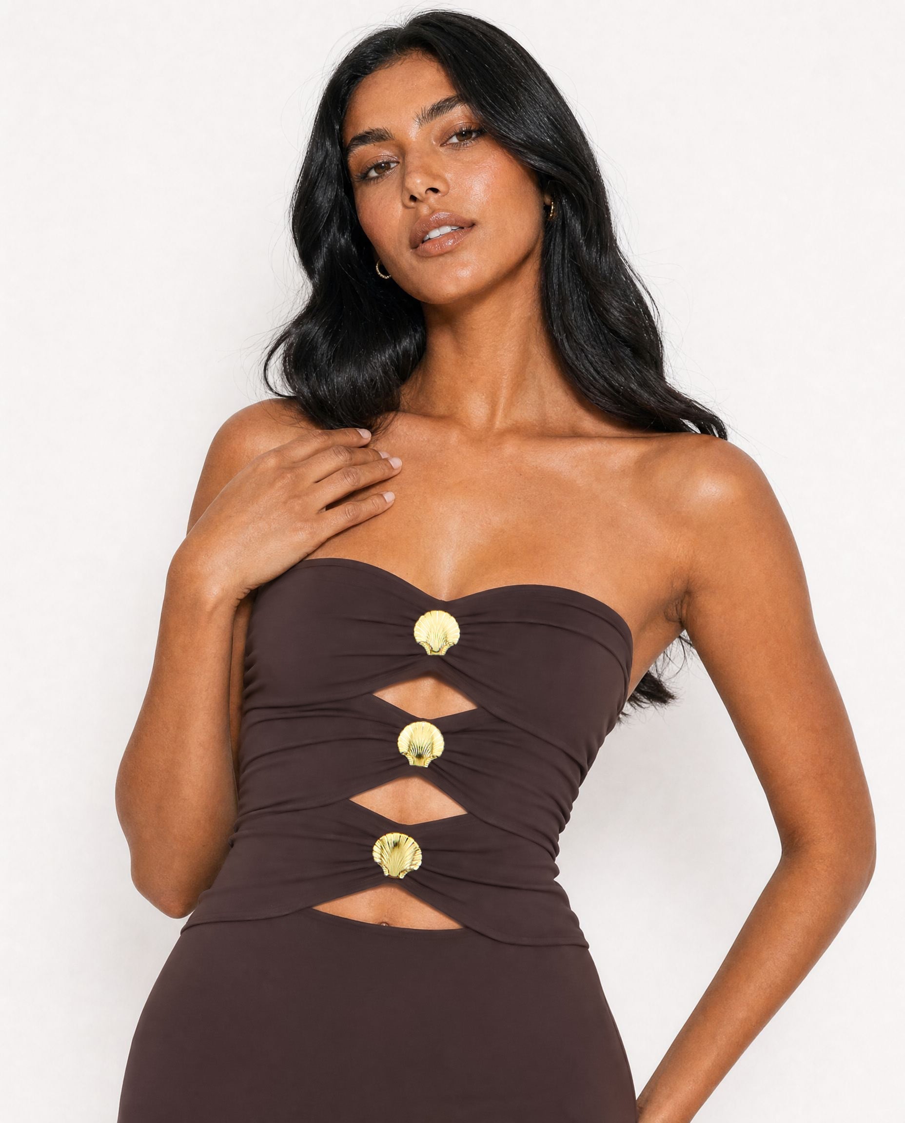 Strapless Cutout Bodycon Maxi Dress