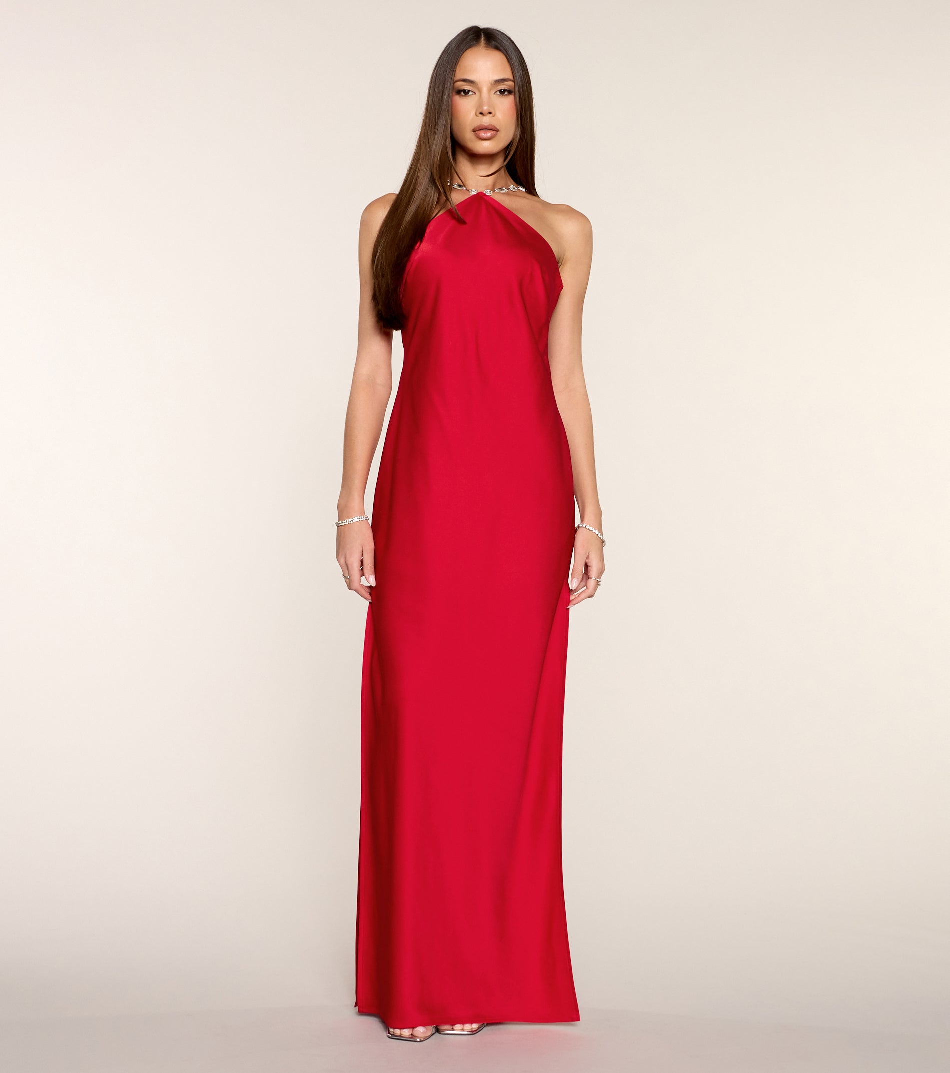 Brittany Satin Column Formal Dress