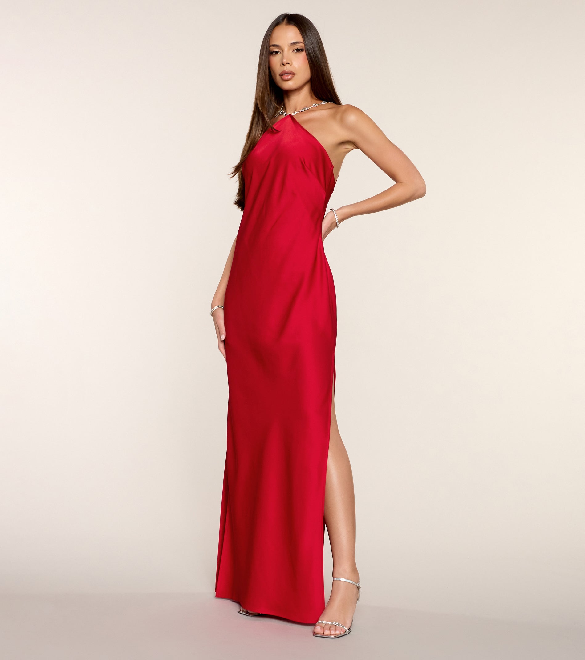 Brittany Satin Column Formal Dress