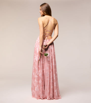 Vivienne Floral Brocade Lace-Up Dress