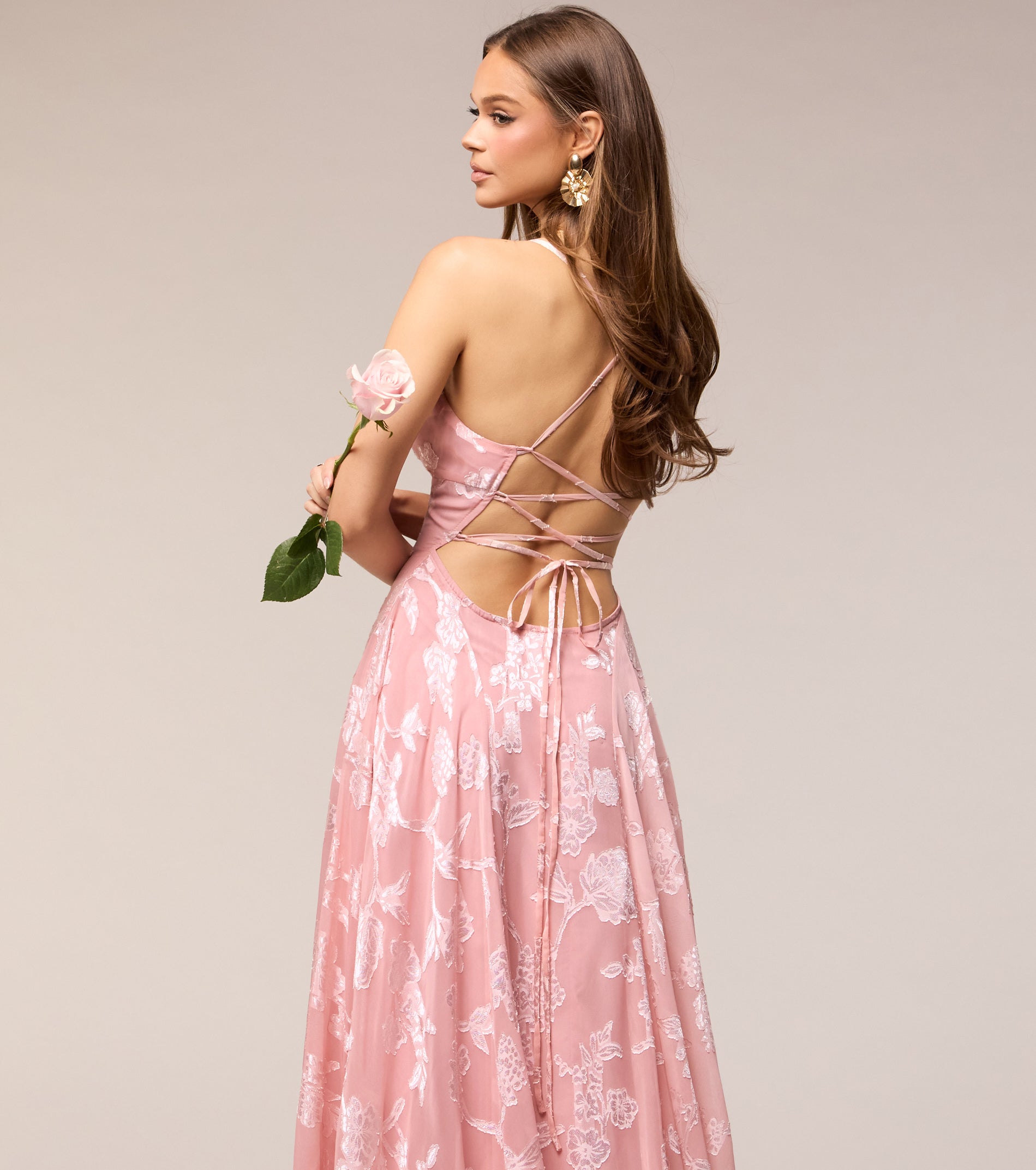 Vivienne Floral Brocade Lace-Up Dress