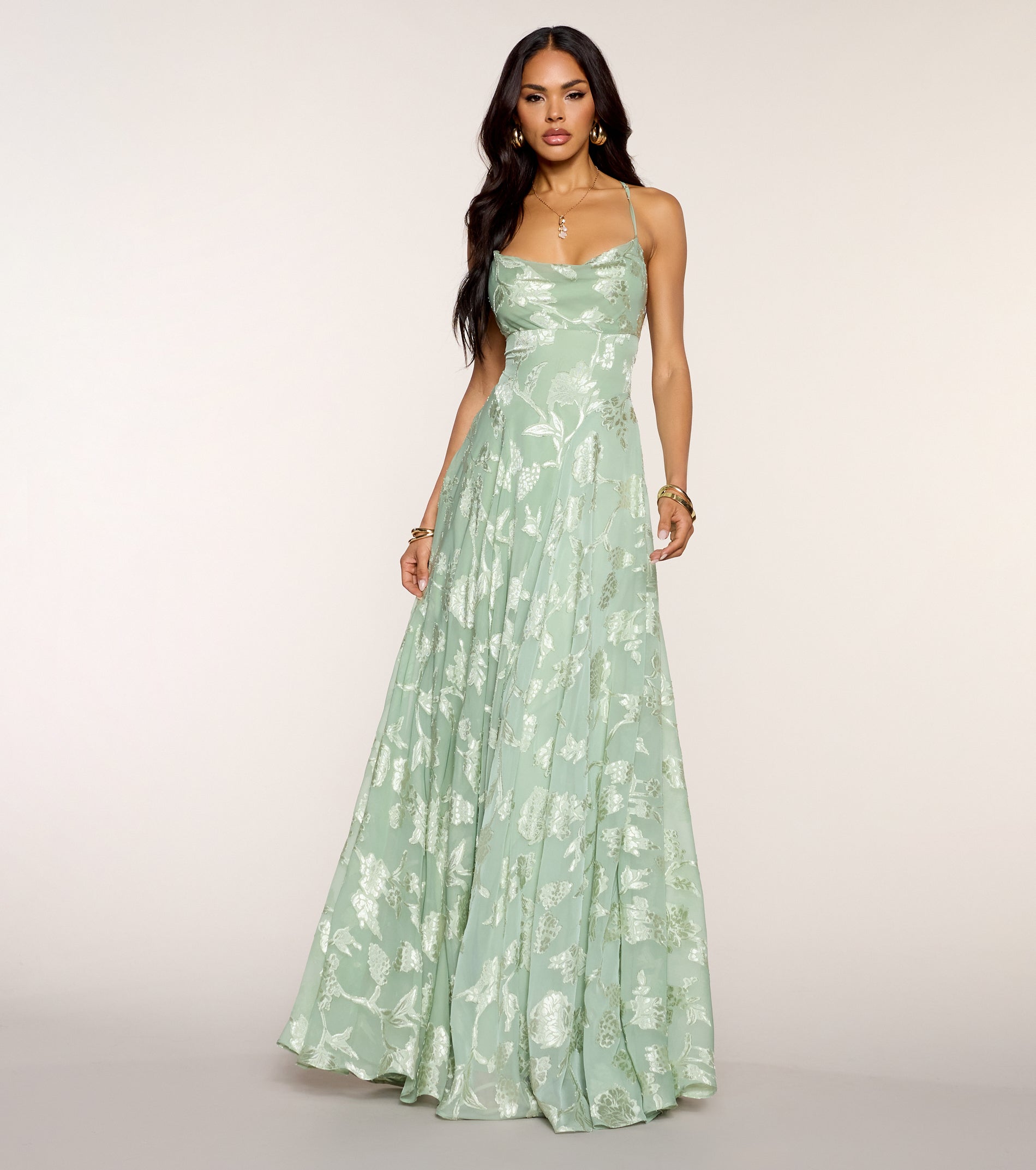 Vivienne Floral Brocade Lace-Up Dress