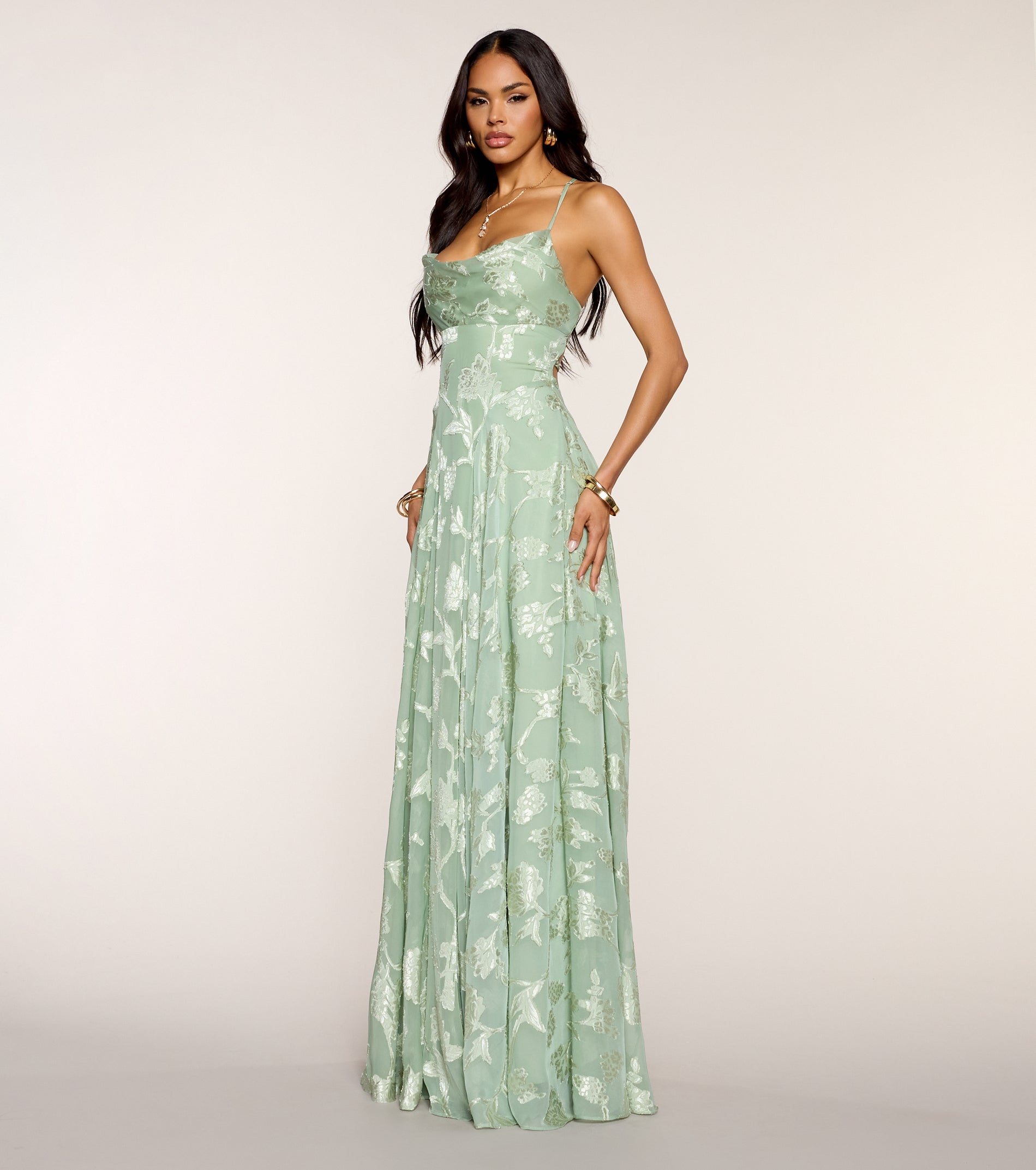 Vivienne Floral Brocade Lace-Up Dress