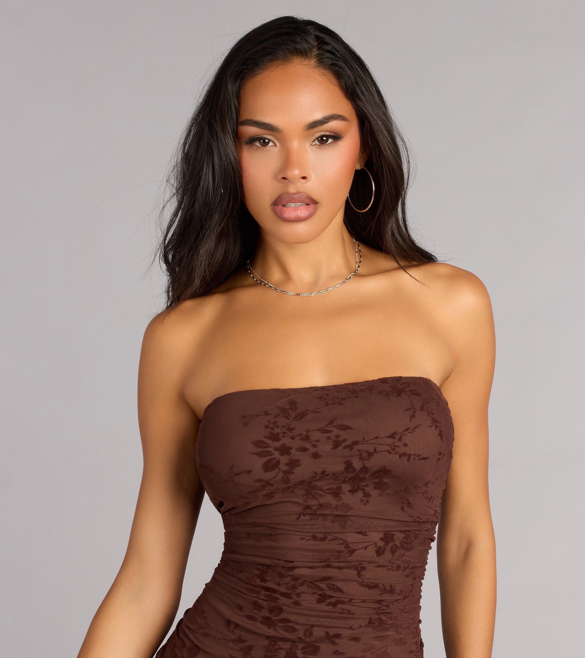 Mood Set Strapless Ruffled Mini Dress