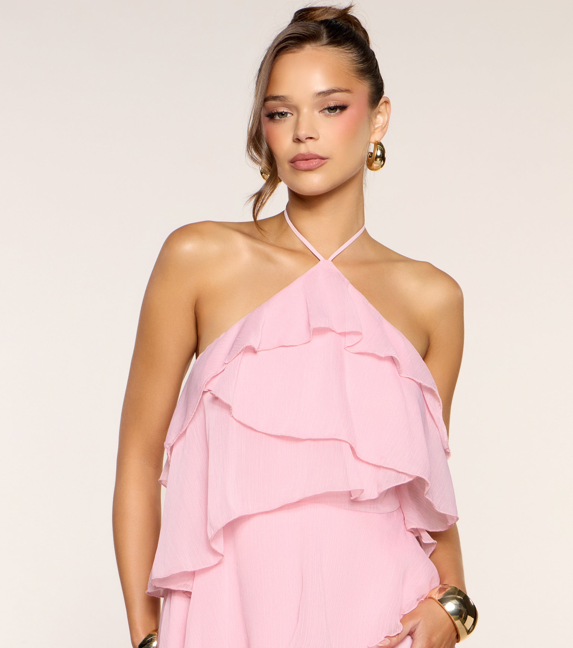Rosé Season Ruffle Mini Dress