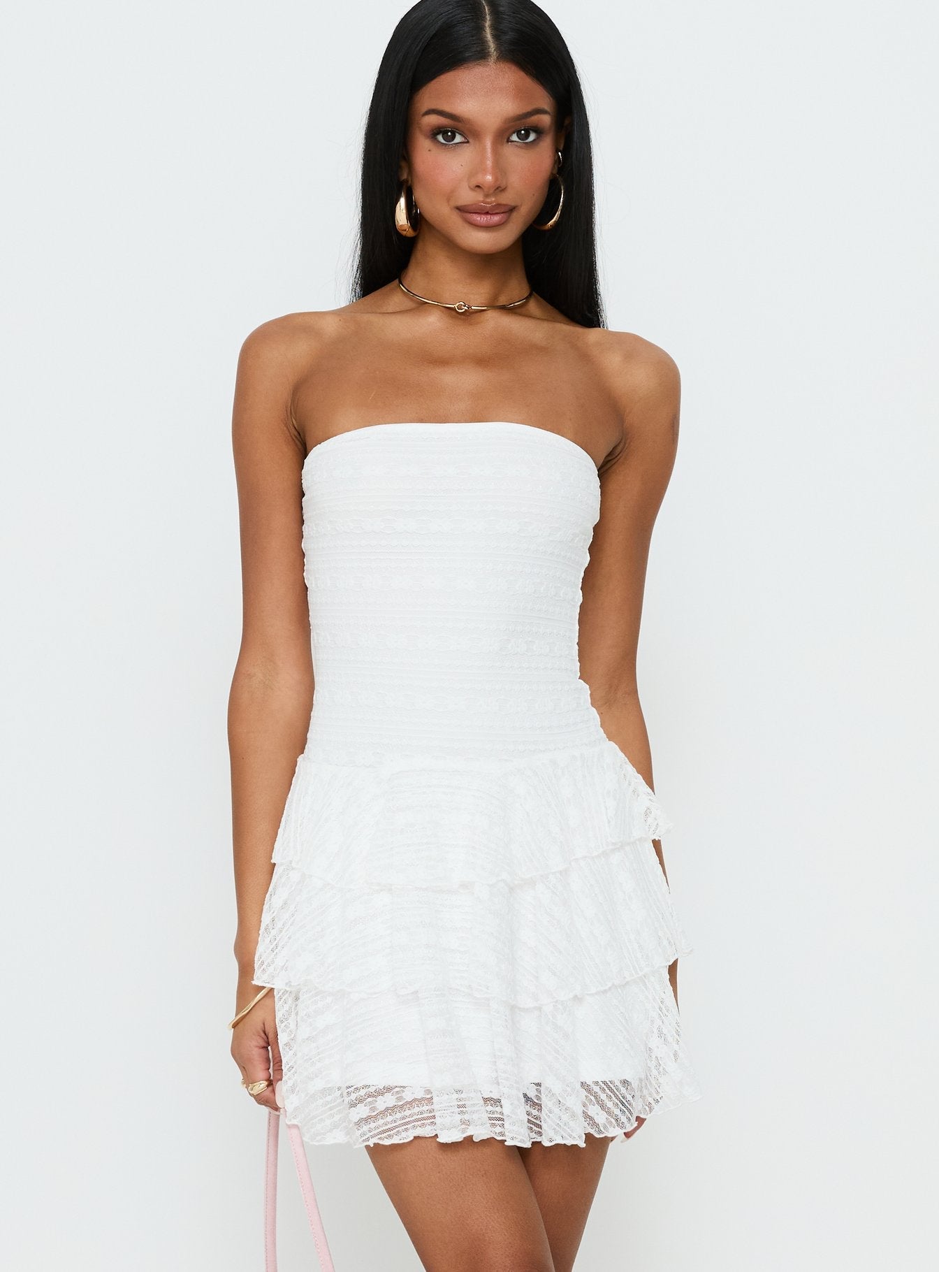 Emarie Strapless Mini Dress White