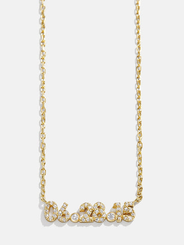 14K Gold Pavé Custom Number Necklace - 14K Gold. Pavé Cubic Zirconia Stones