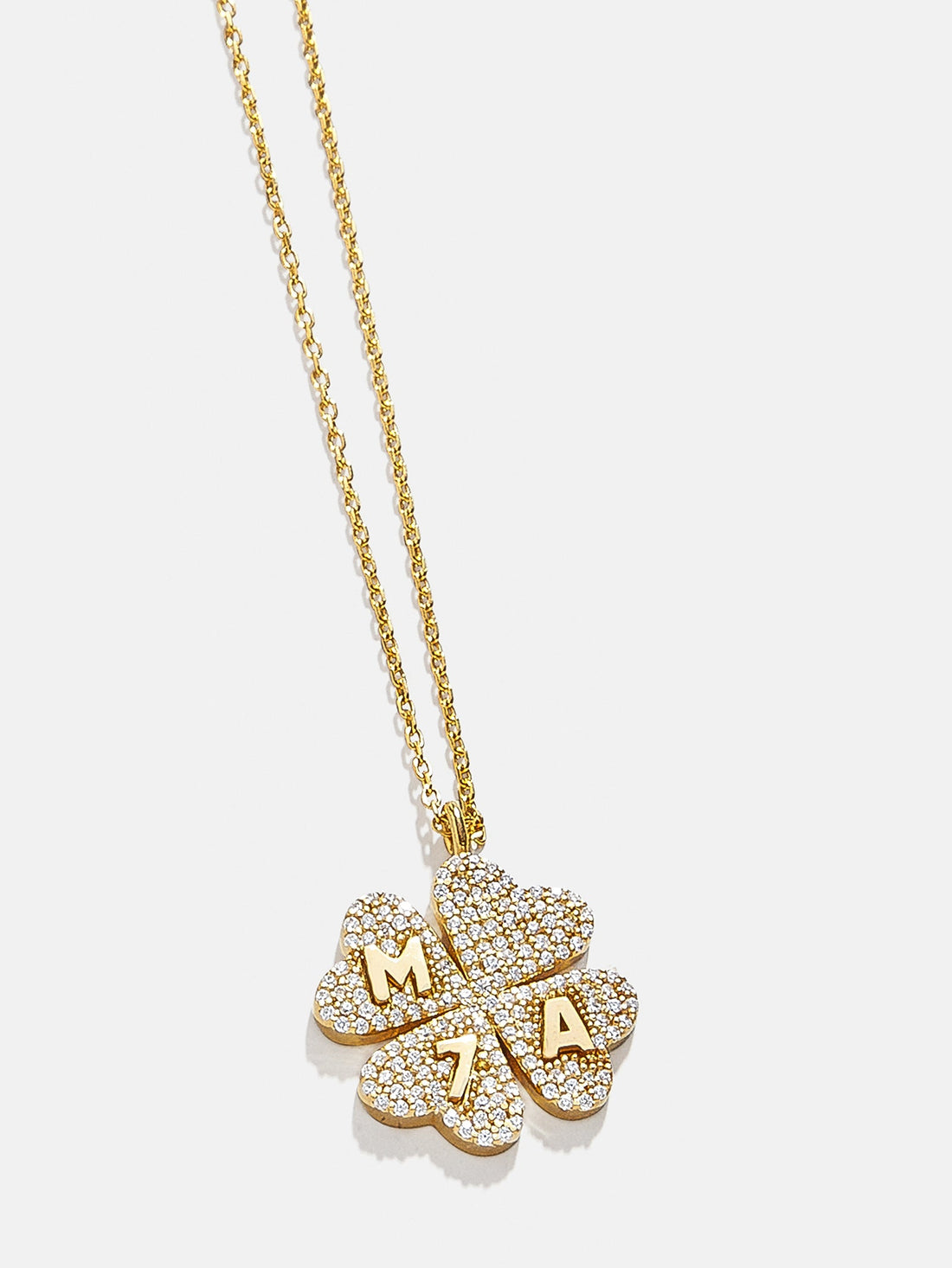 Clover 14K Gold Custom Pendant Necklace - 14K Gold. Pavé Cubic Zirconia Stones