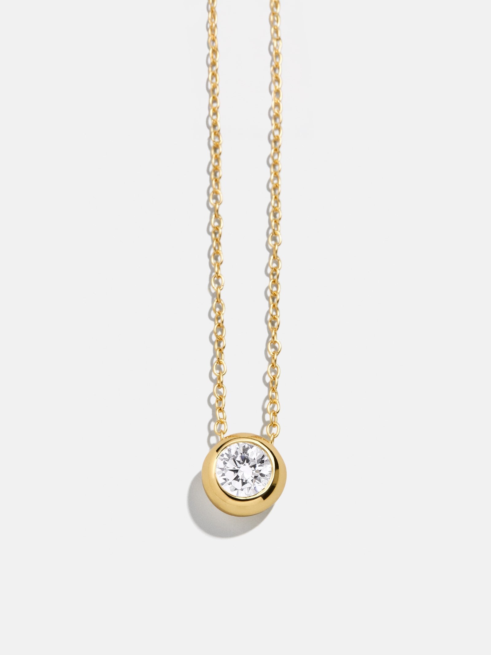 14K Gold Birthstone Pendant Necklace - Crystal