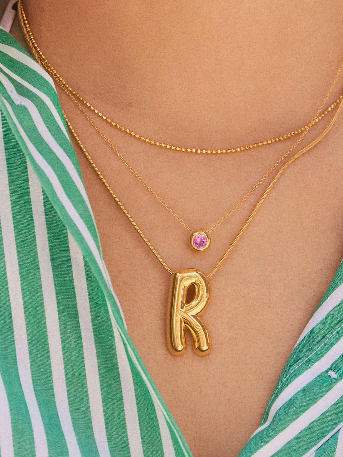 14K Gold Birthstone Pendant Necklace - Garnet