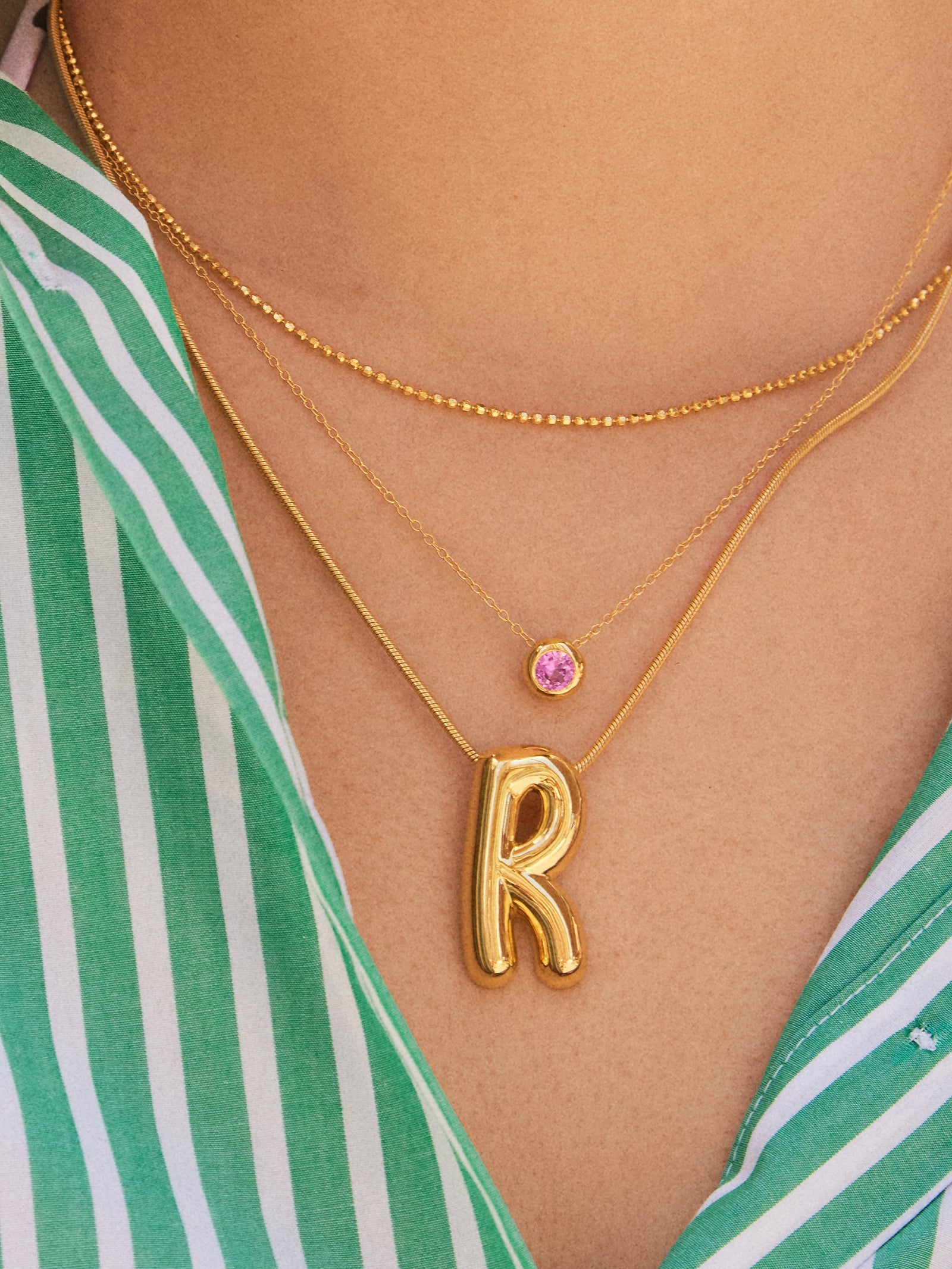 14K Gold Birthstone Pendant Necklace - Garnet