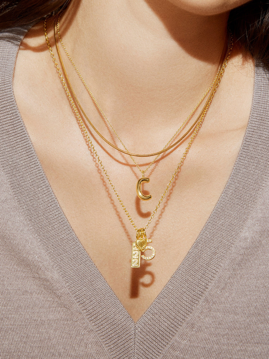 Classic Gold Initial Necklace - Gold Plated Brass
