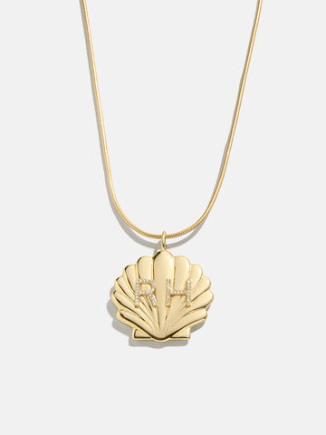 Seashell Custom Initial Necklace - Gold/Pavé