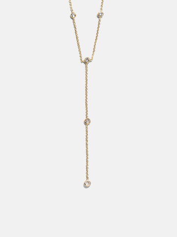 Yasmine Gold Lariat Necklace - Gold/Pavé