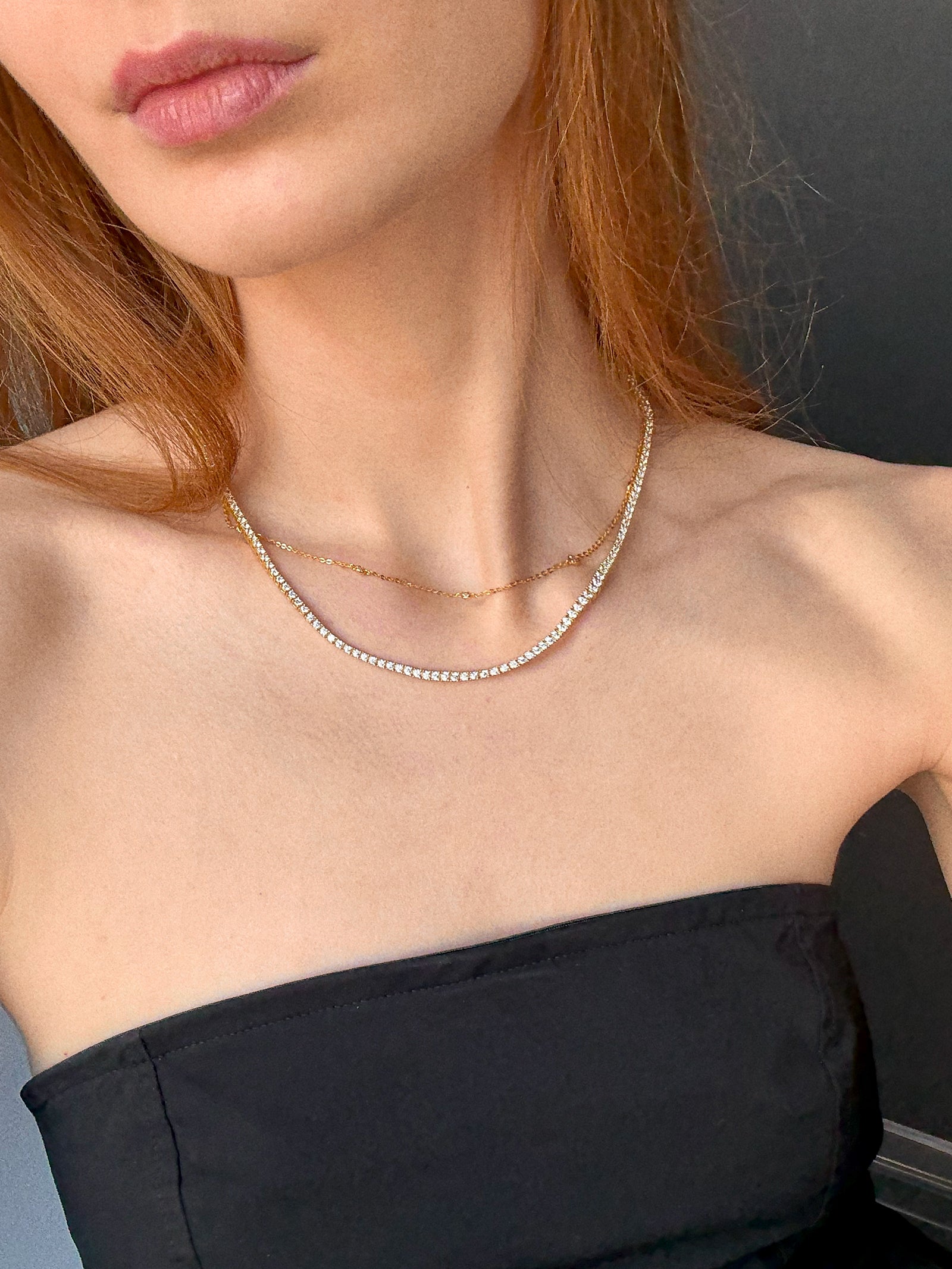 Billie Gold Tennis Necklace - Gold Plated Brass