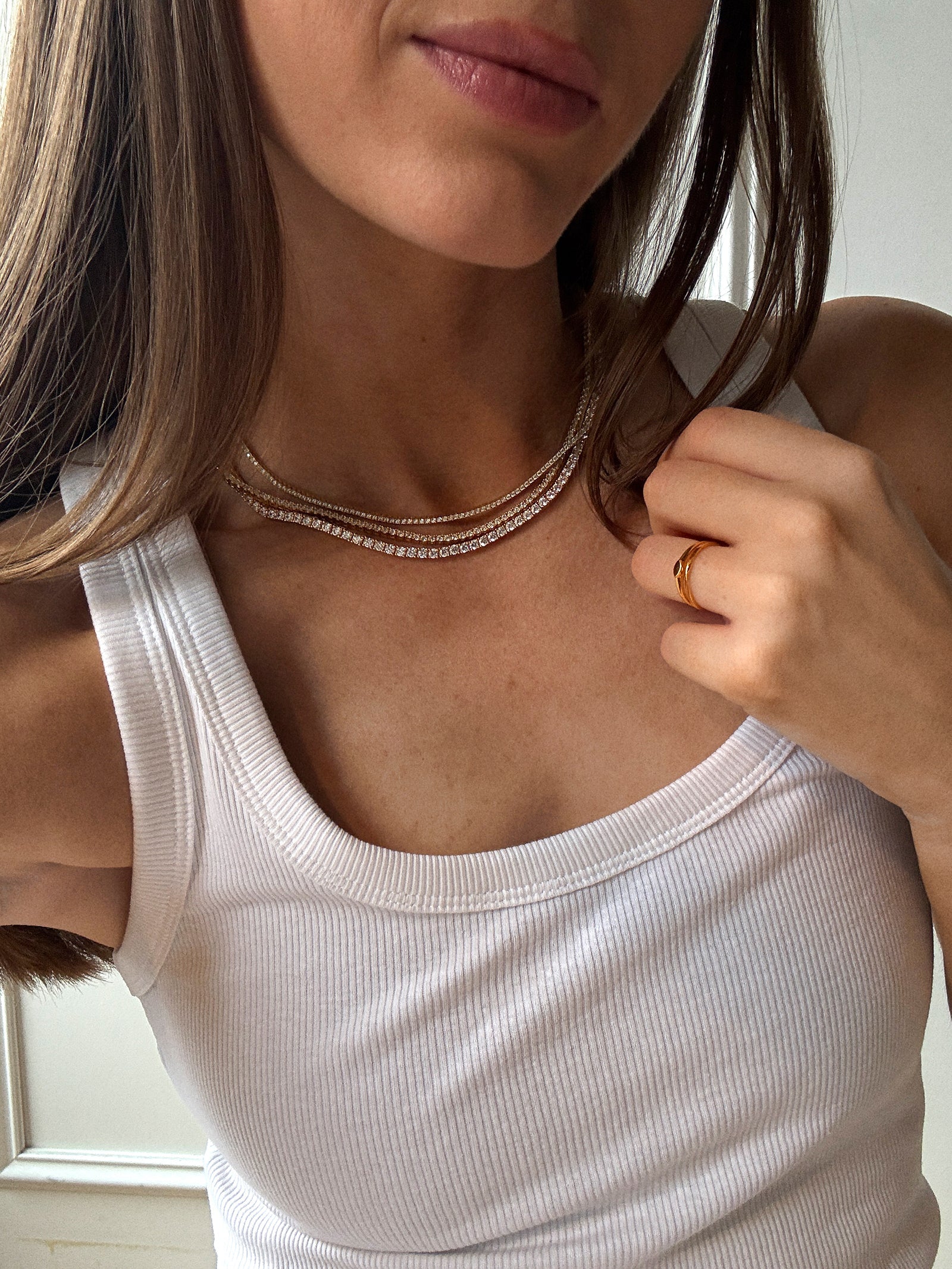 Billie Gold Tennis Necklace - Gold Plated Brass