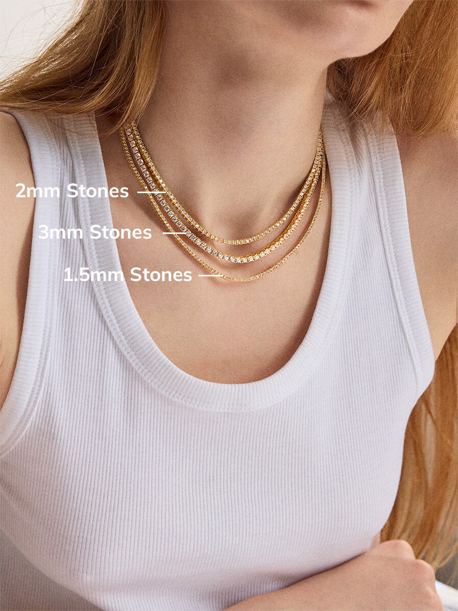 Billie 18K Gold Tennis Necklace - 18K Gold Plated Sterling Silver