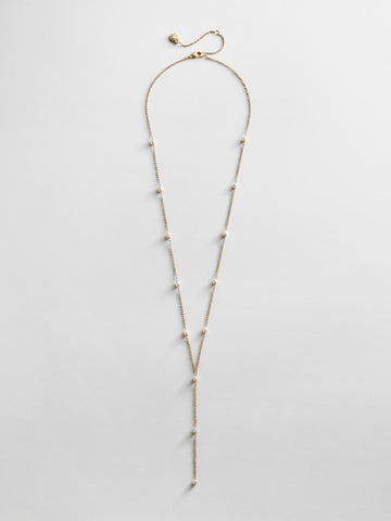 Juliet Pearl Lariat Necklace - Gold/Pearl