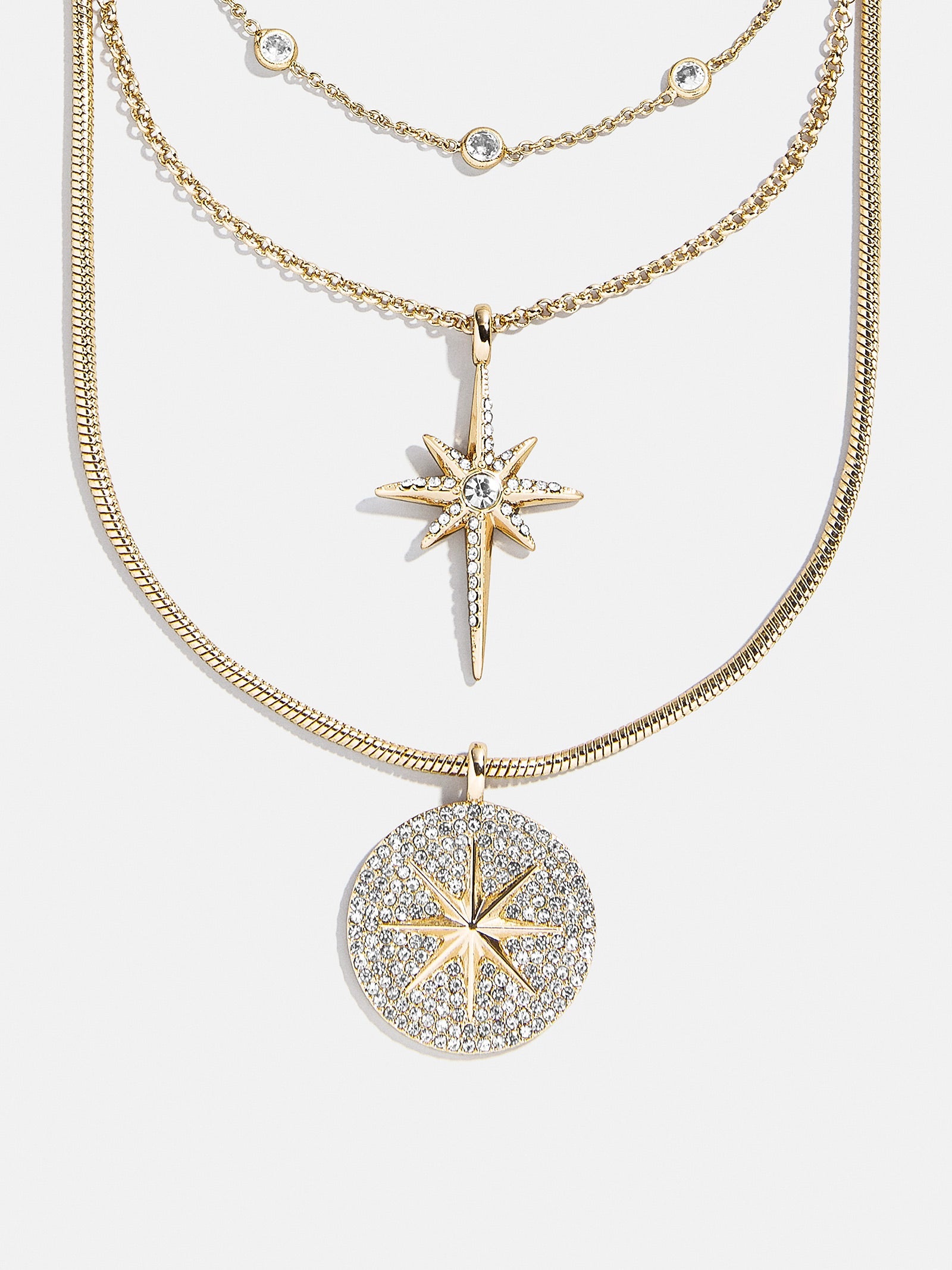 Lyra Celestial Layered Necklace - Gold/Pavé