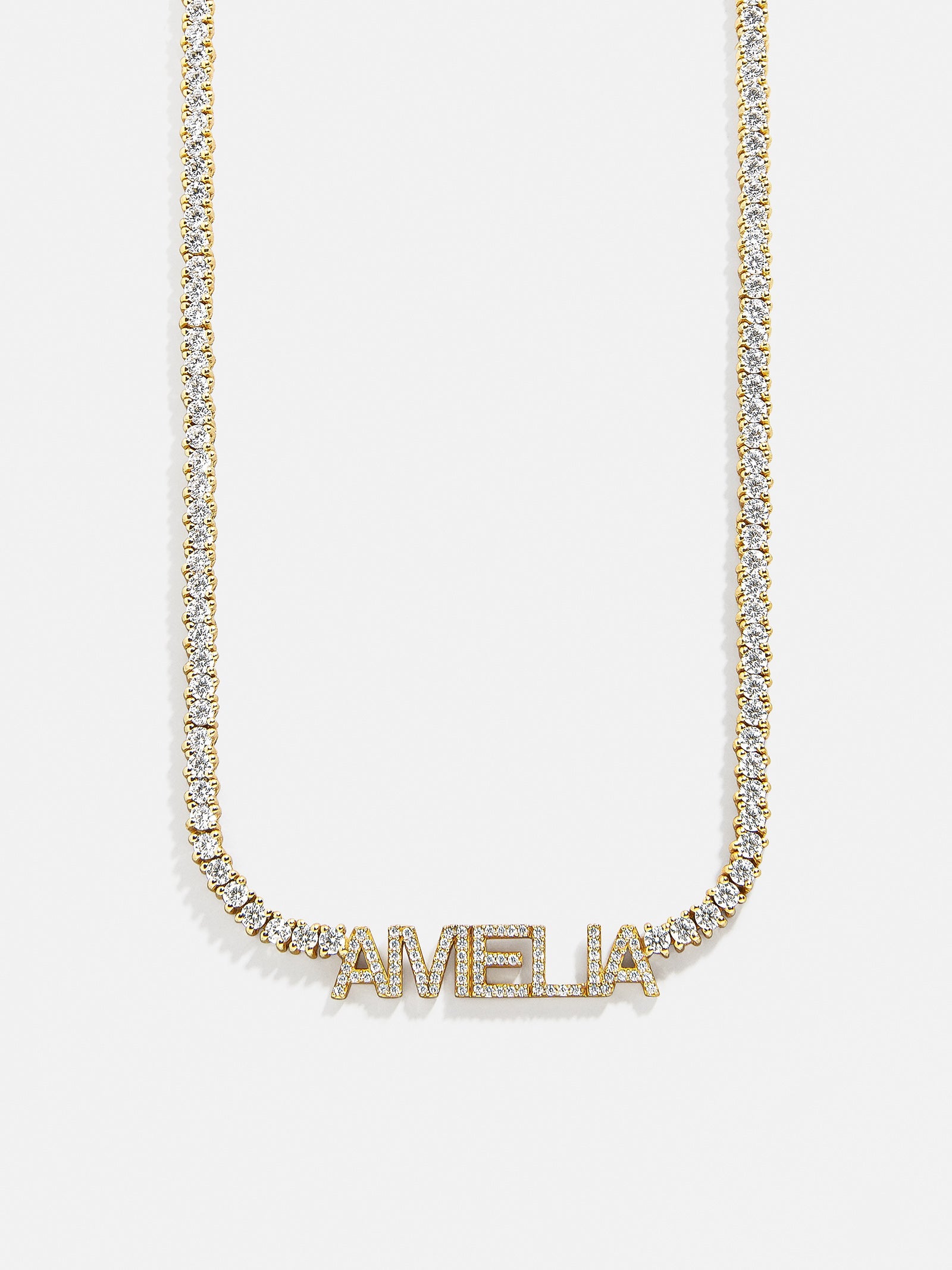 Billie 14K Gold Tennis Custom Nameplate Necklace - Block