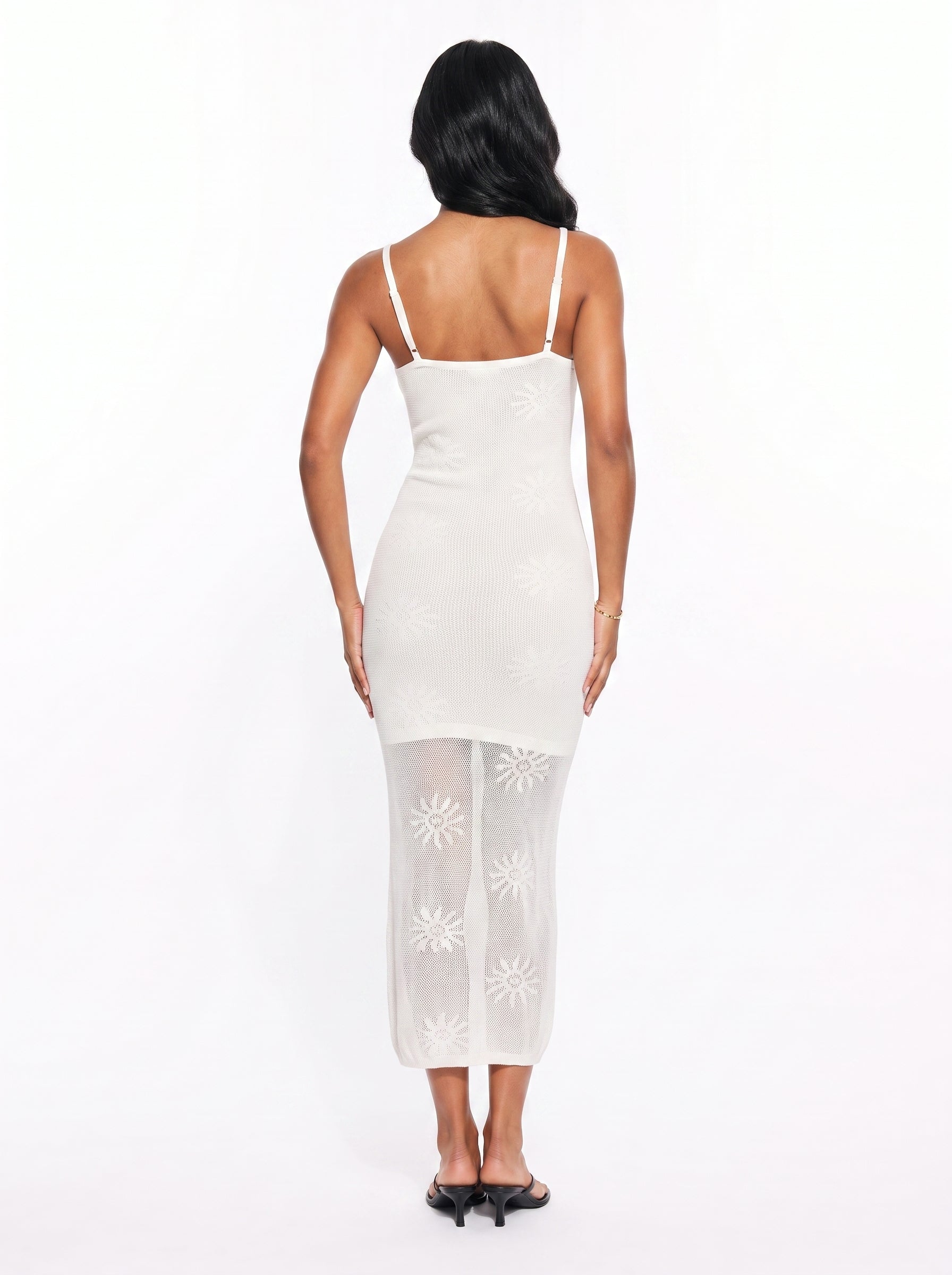 Floral Open Knit Maxi Dress