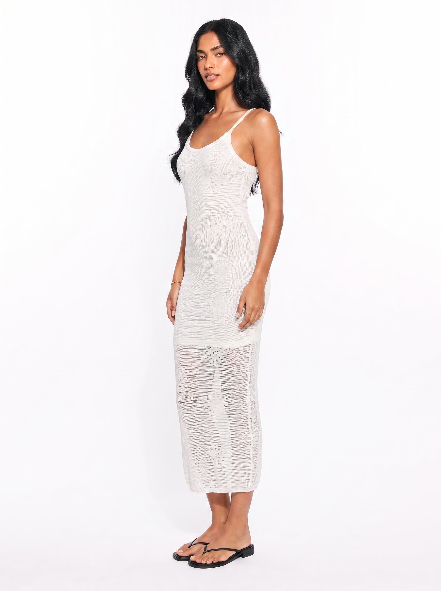 Floral Open Knit Maxi Dress