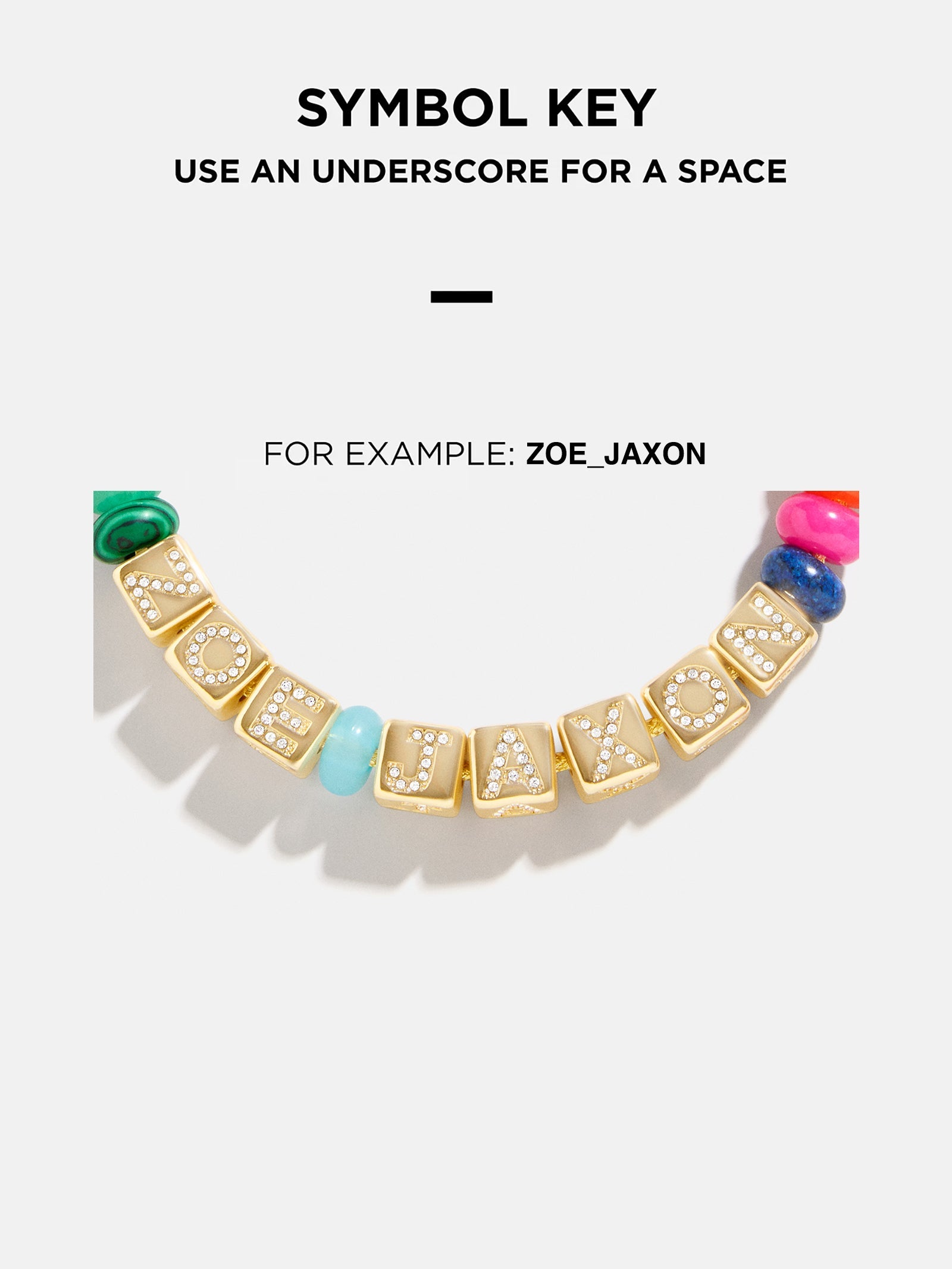Block Letter Beaded Custom Necklace - Multi