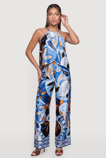 Patterned Satin Pull On Pants