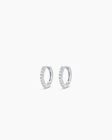 14K White Gold Diamond Pavé Huggies