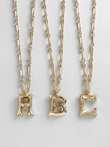 Oversized Gothic Custom Initial Necklace - Oversized Gothic Initial