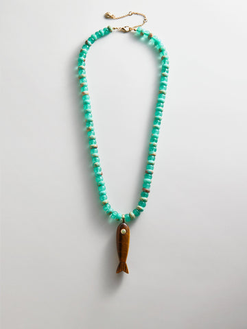 Sun Drift Semi-Precious Pendant Necklace - Fish