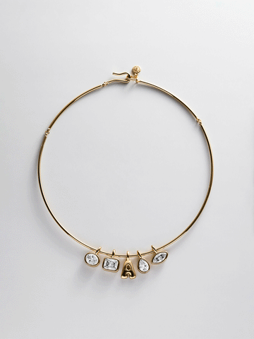 Lexi Removable Charm Custom Collar Necklace - Gold