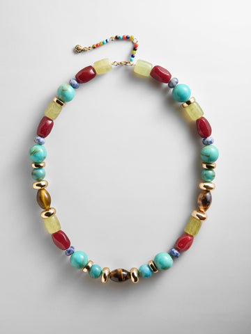 Justine Semi-Precious Beaded Necklace - Multi Bead