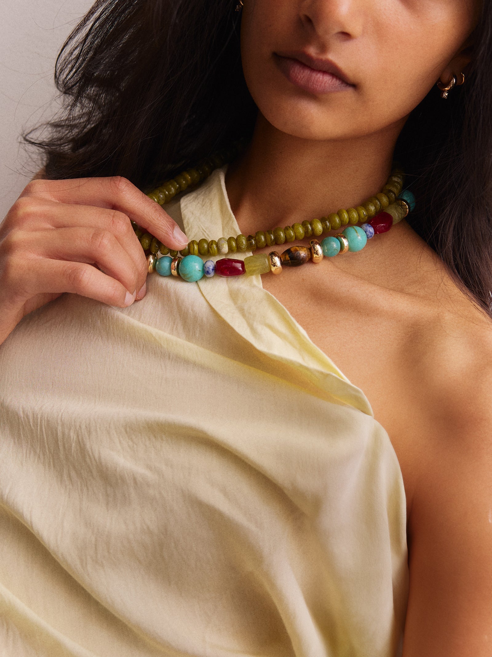 Justine Semi-Precious Beaded Necklace - Multi Bead