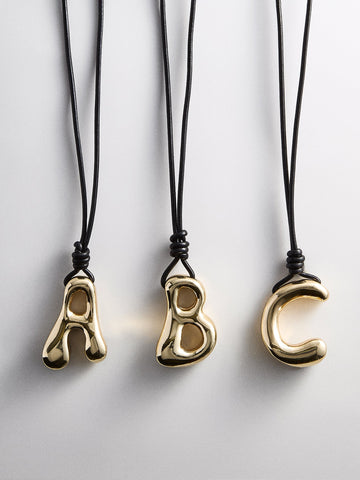 Cord Initial Necklace - Gold
