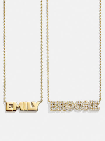 14K Gold Custom Nameplate Necklace - Bold