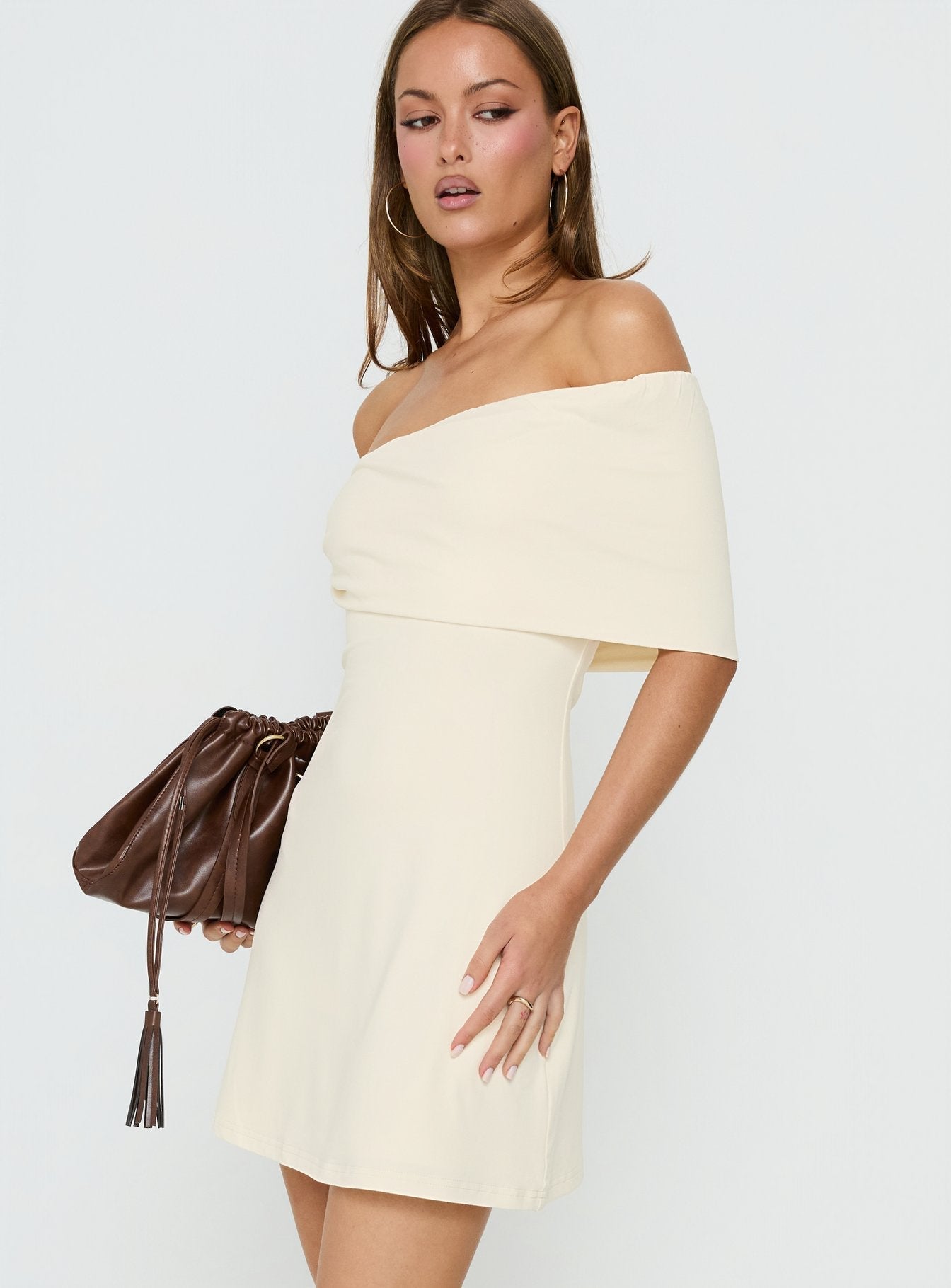 Laurencia One Shoulder Mini Dress Cream