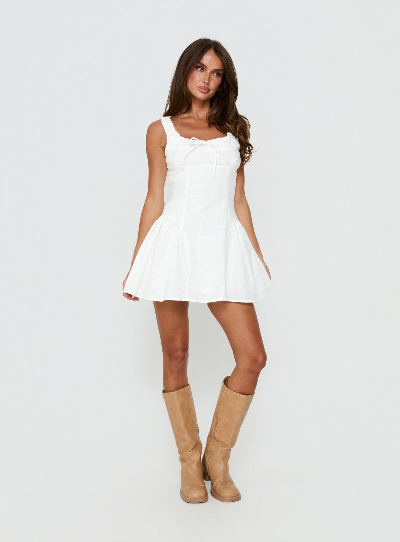 Rozalea Ruched Mini Dress White