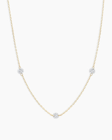 Floating Diamond Stationary Trio Necklace