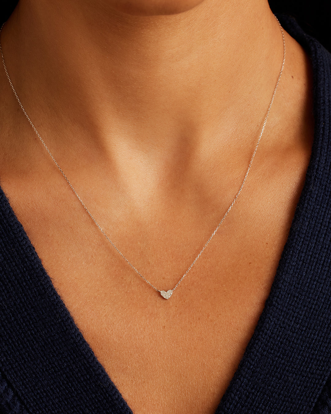 Diamond Pav Mini Heart Necklace