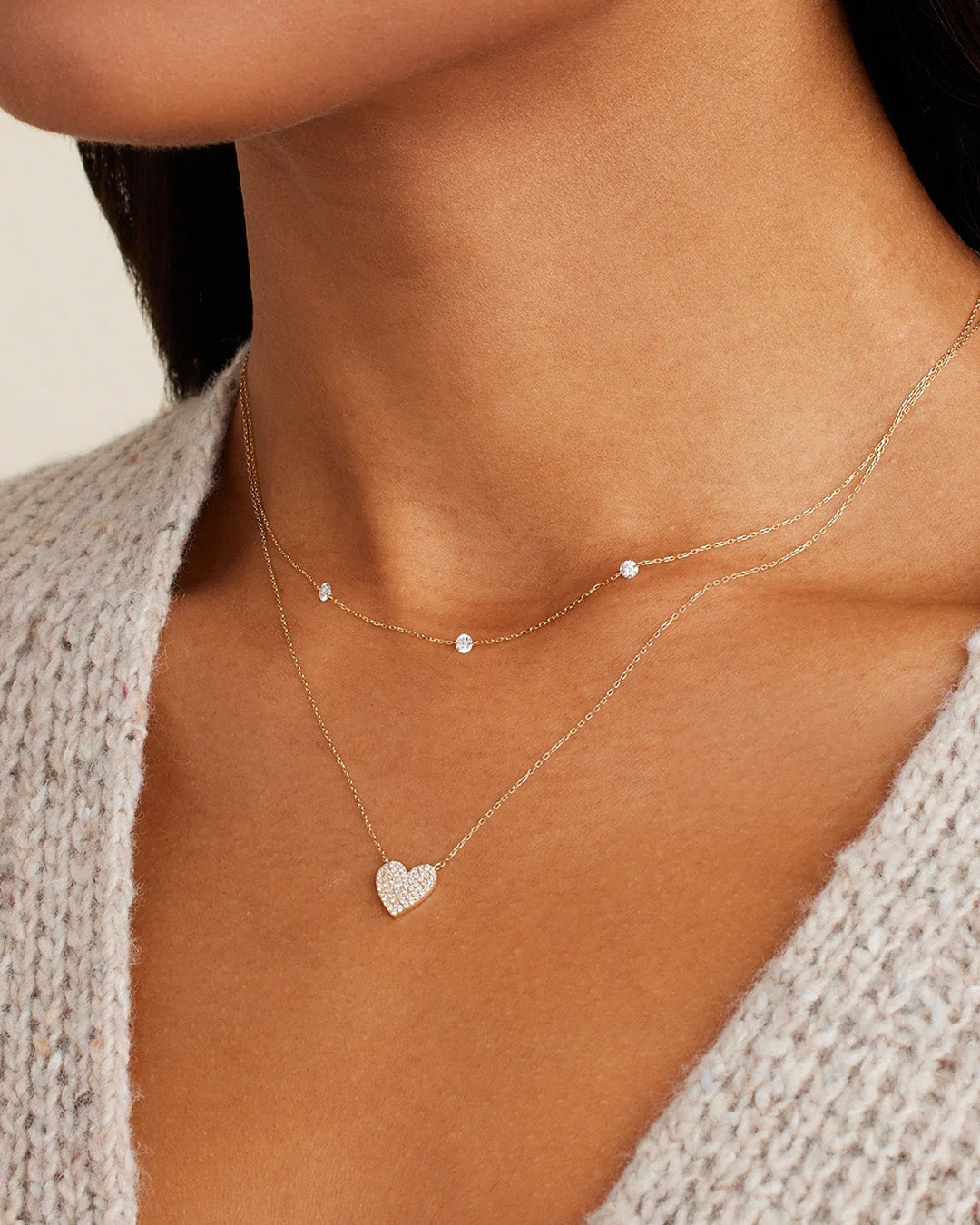 Diamond Pav Heart Necklace