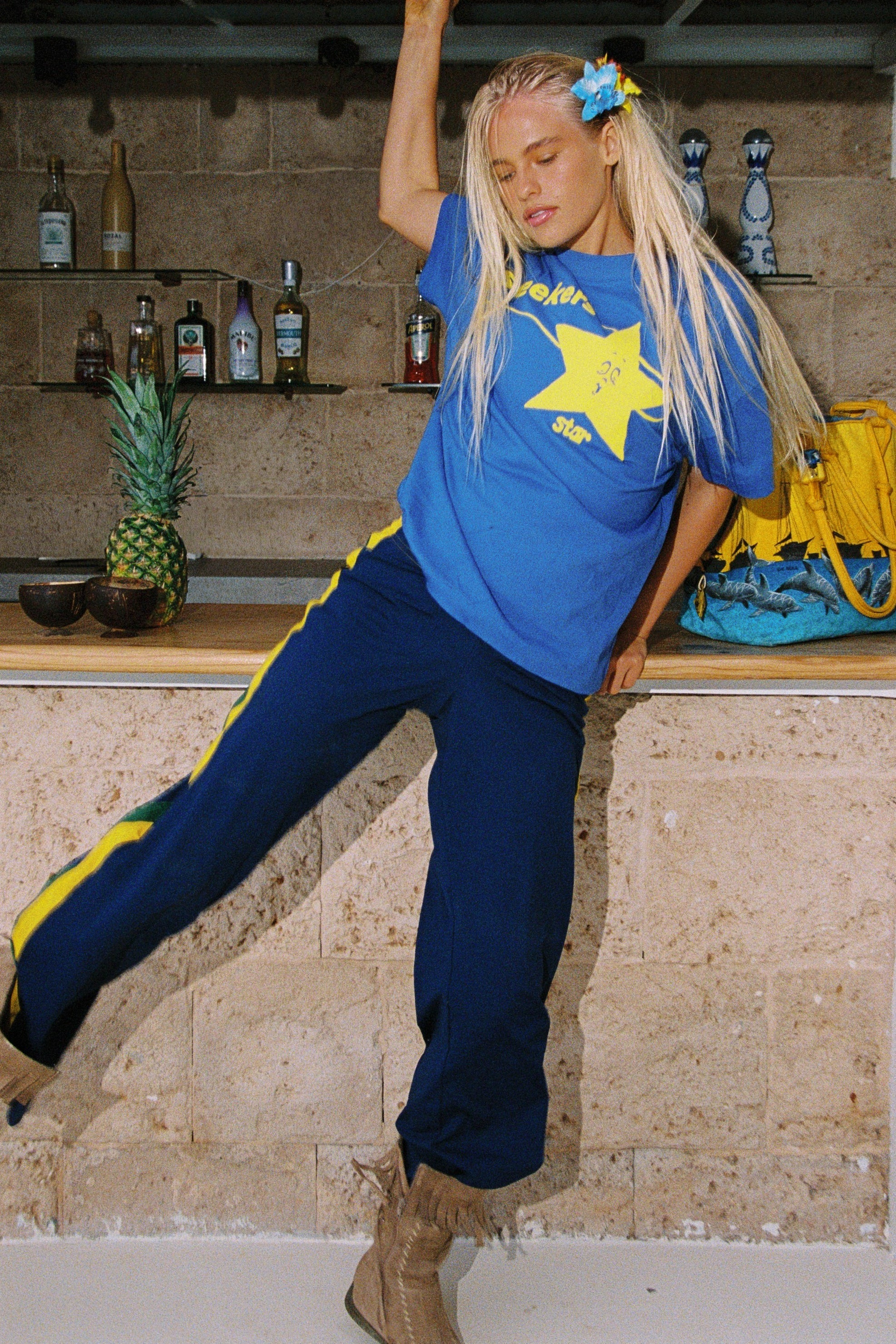 Splashstar Oversized Tee in Bright Blue