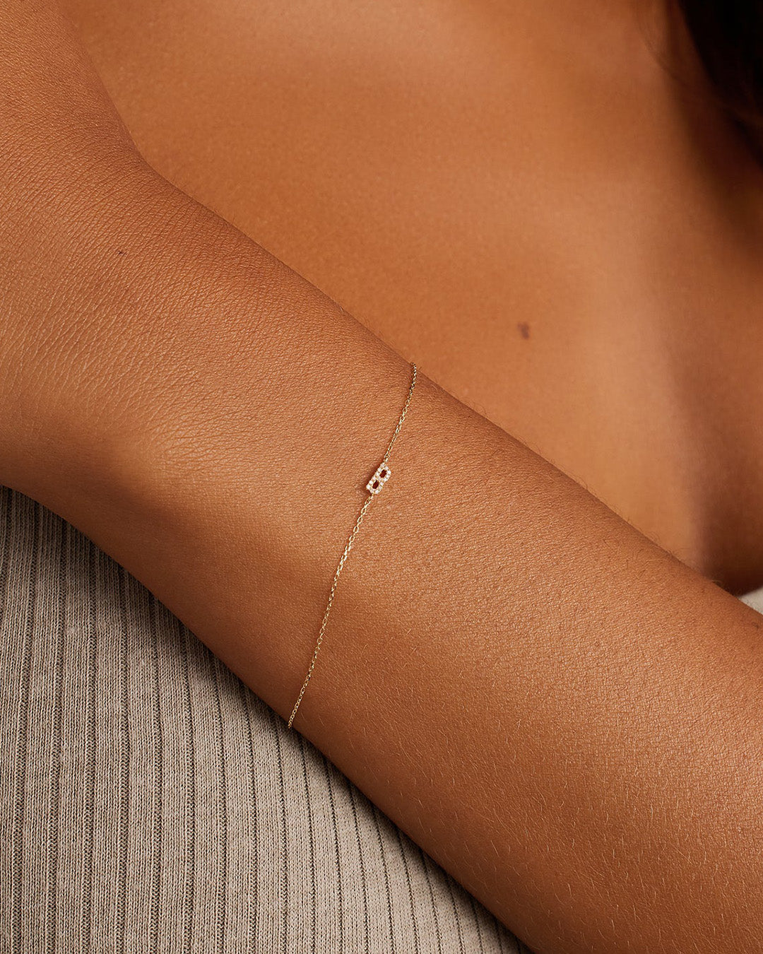 Diamond Pav������ Alphabet Bracelet