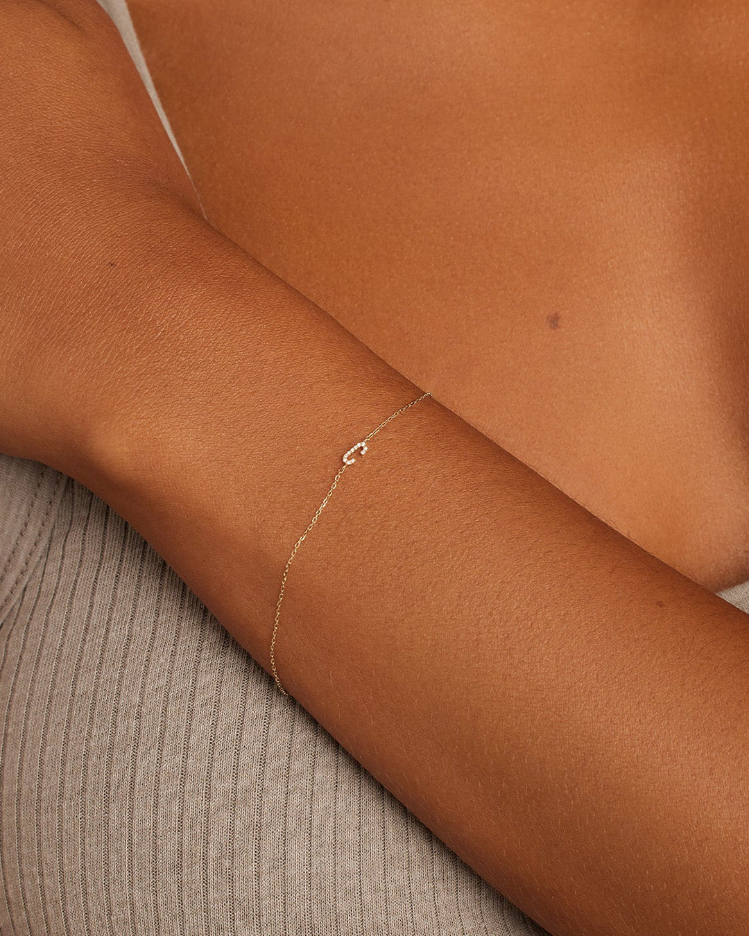 Diamond Pav������ Alphabet Bracelet
